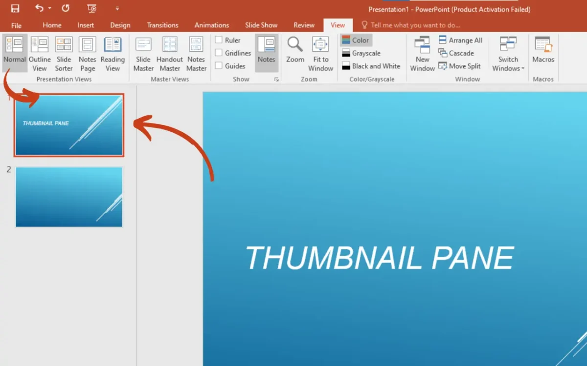 thumbnail pane power point