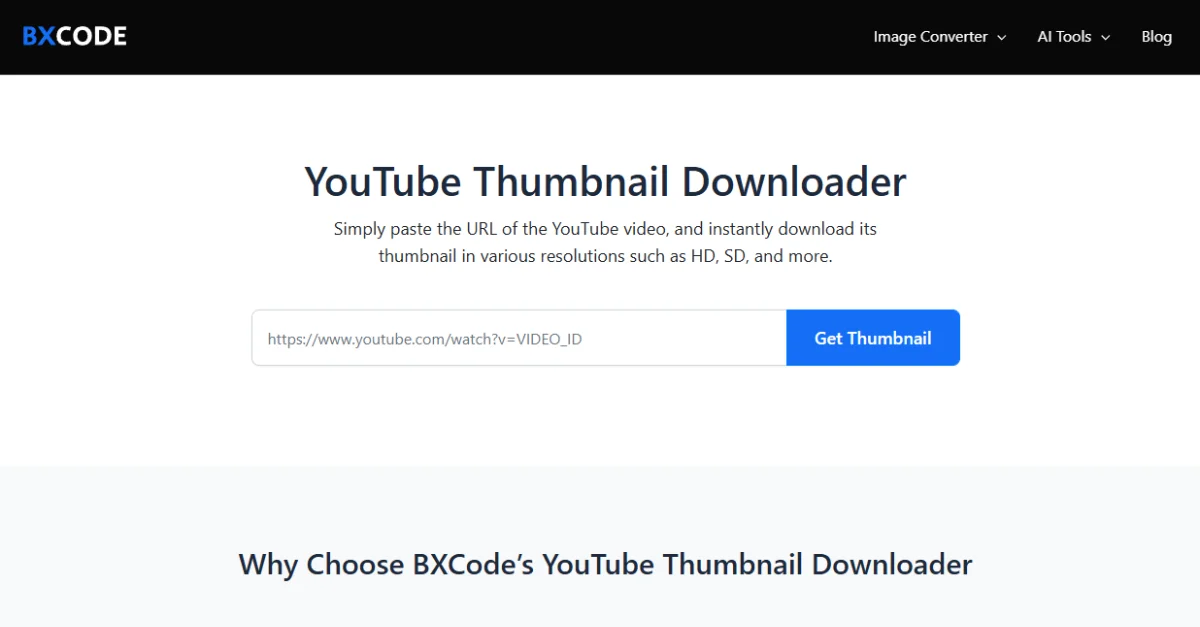 YouTube Thumbnail Downlaoder BXCODE