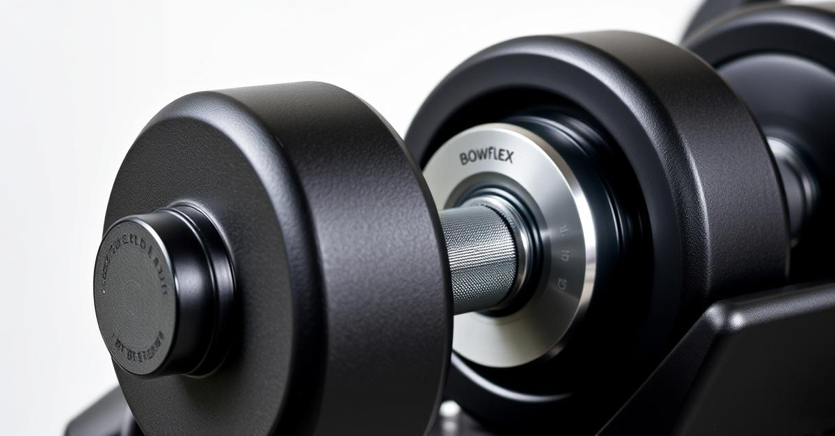 A Bowflex SelectTech 552 adjustable dumbbell displaying its weight selection dial.