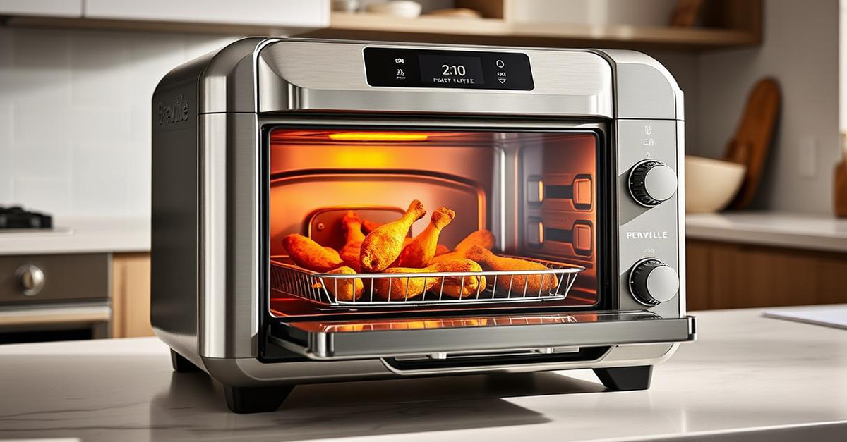 The Breville Smart Oven Air Fryer Pro offers versatile cooking in a sleek, modern design.