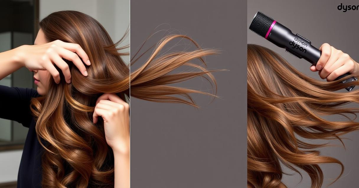 User styling hair with the Dyson Airwrap Multi-Styler Complete for healthy, varied looks.