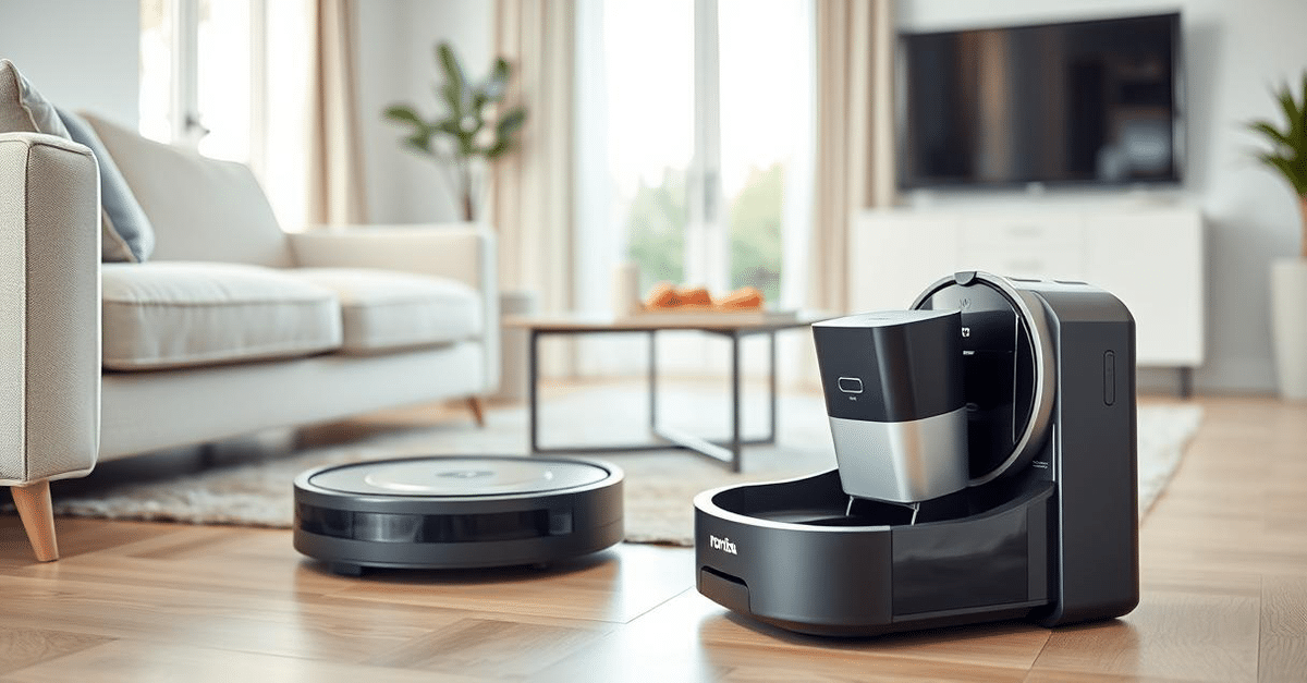 The Roomba i4+ EVO robot vacuum and its Clean Base automatic dirt disposal.