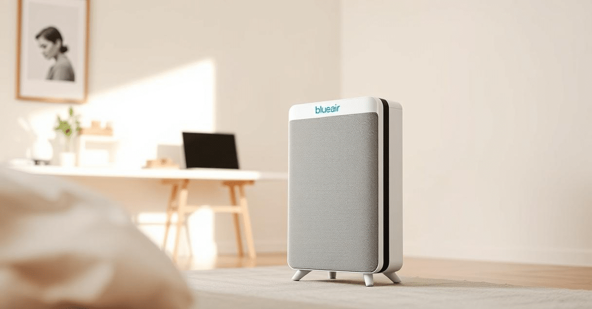 A Blueair Blue Max 3250 Smart Air Purifier delivering clean air in a modern room.