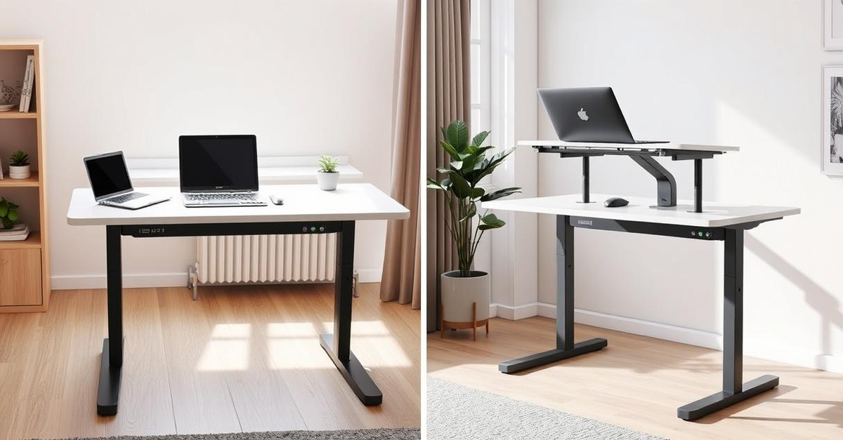 The Flexispot EC1 Electric Standing Desk in a modern office, showcasing its adjustable height for ergonomic work.
