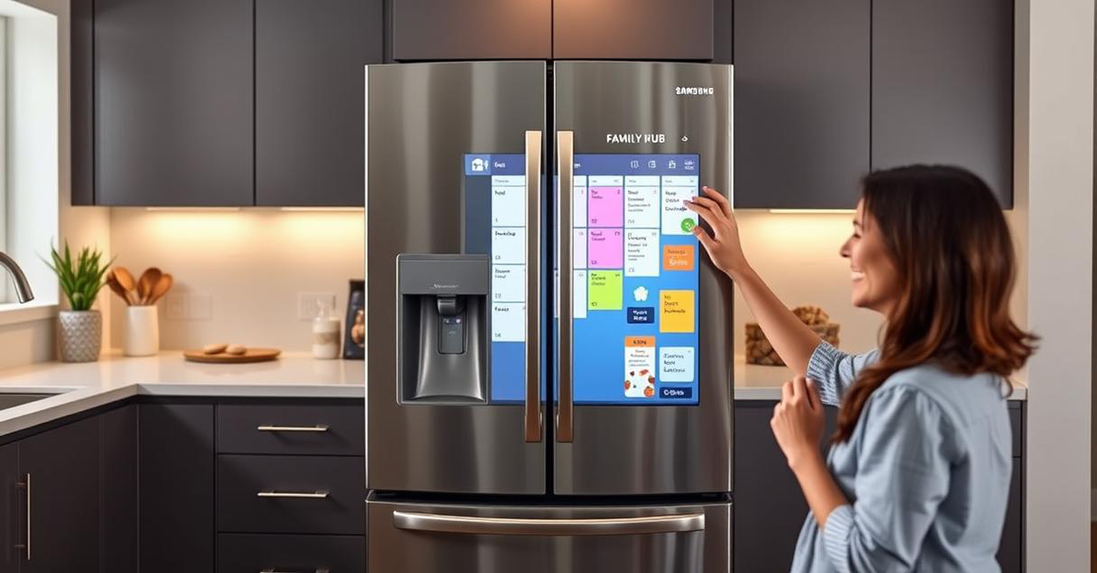 The Samsung Family Hub Smart Refrigerator, a central digital hub for modern kitchens.