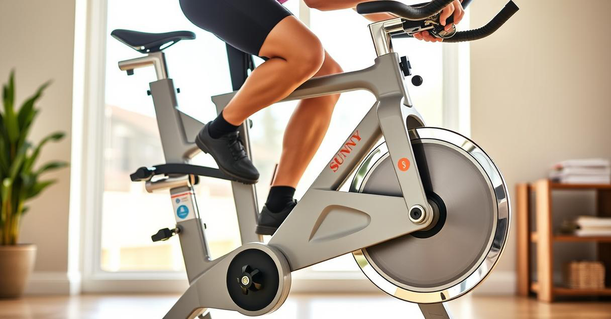 A robust Sunny Health & Fitness SF-B901D Pro II indoor cycling bike, designed for intense home workouts.