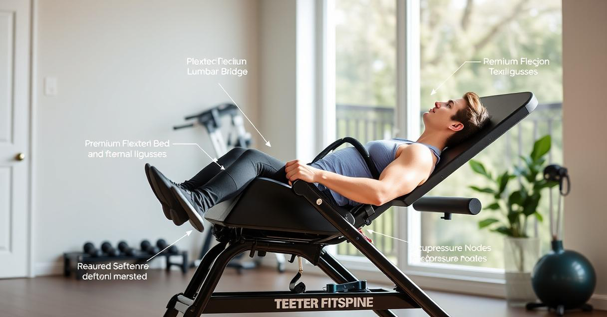 Teeter FitSpine LX3 Inversion Table in use for spinal decompression.