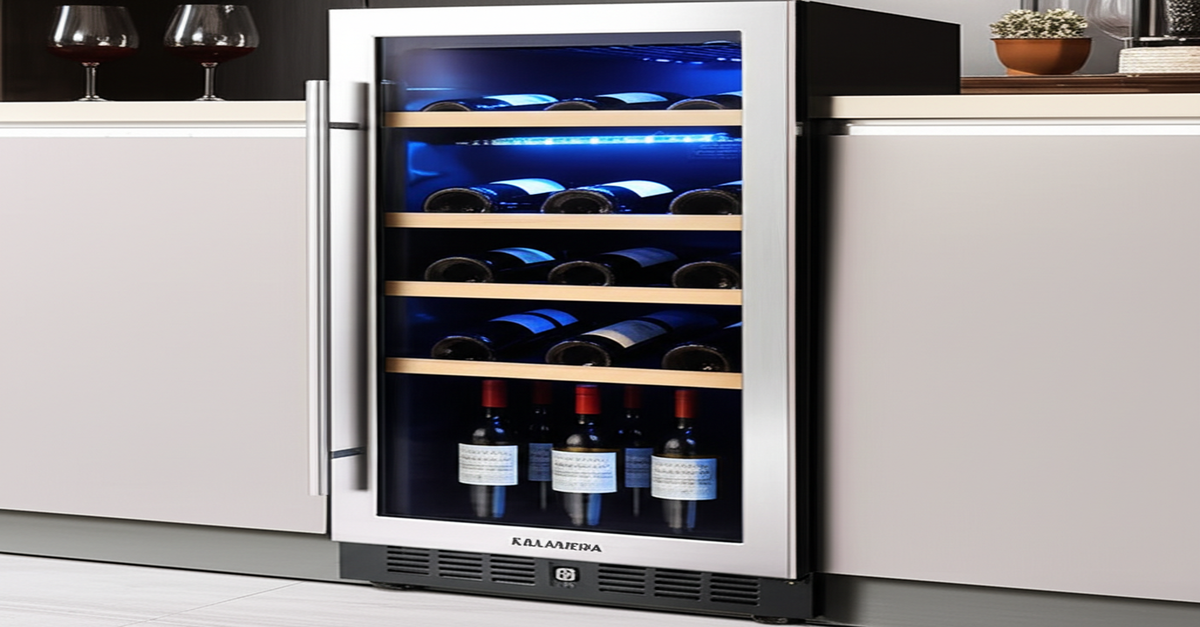 The Kalamera 15-inch 30 Bottle Wine Cooler, designed for flexible built-in or freestanding installation.