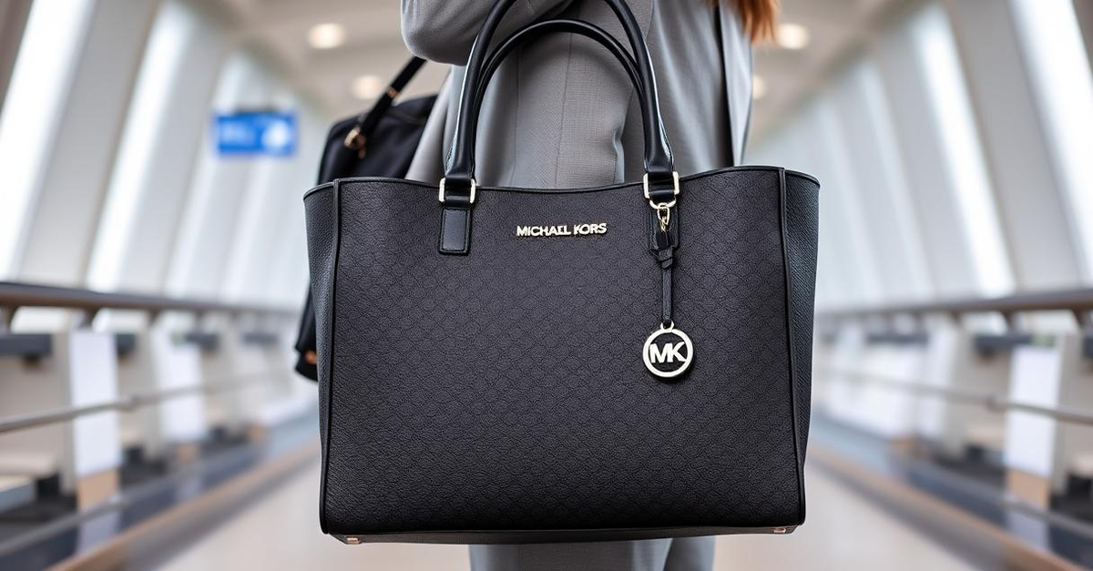 Michael Kors Jet Set Travel Tote made from durable Saffiano leather.