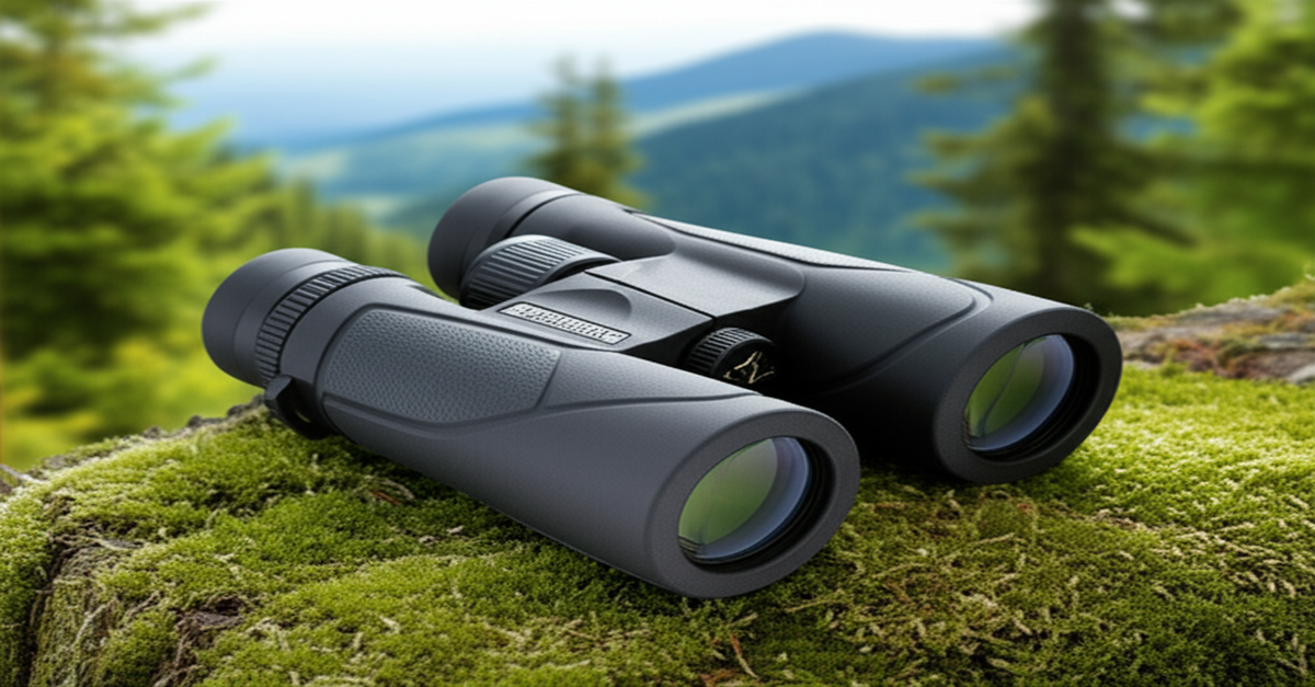 The Vortex Diamondback HD 10x42 binoculars, designed for clear outdoor viewing.