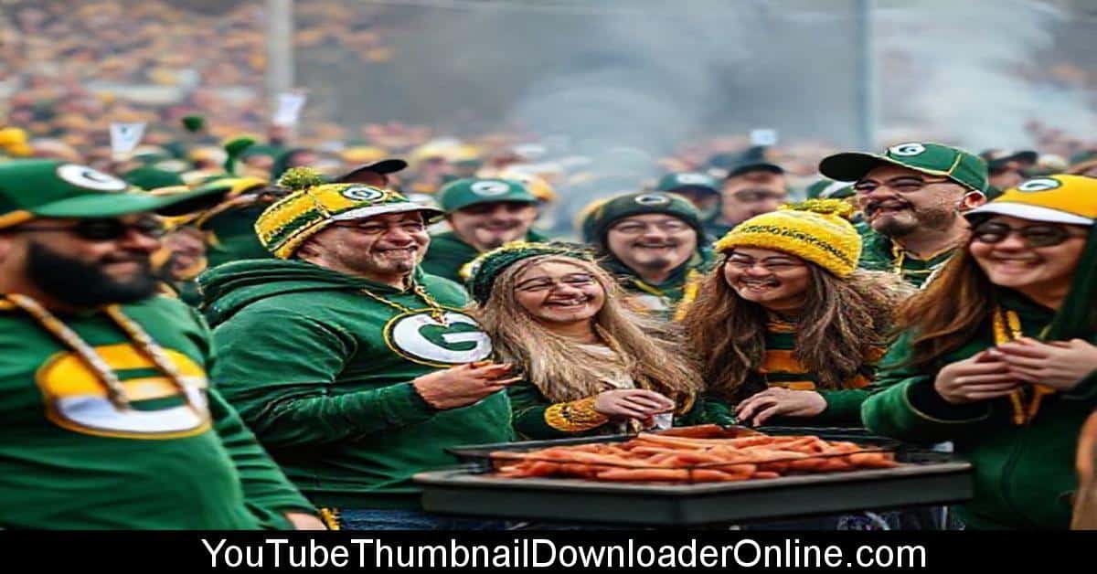 Vibrant Lambeau Field tailgating atmosphere for a Packers game, showcasing parking and fan festivities.